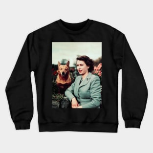 Queen Elizabeth and Corgi Crewneck Sweatshirt